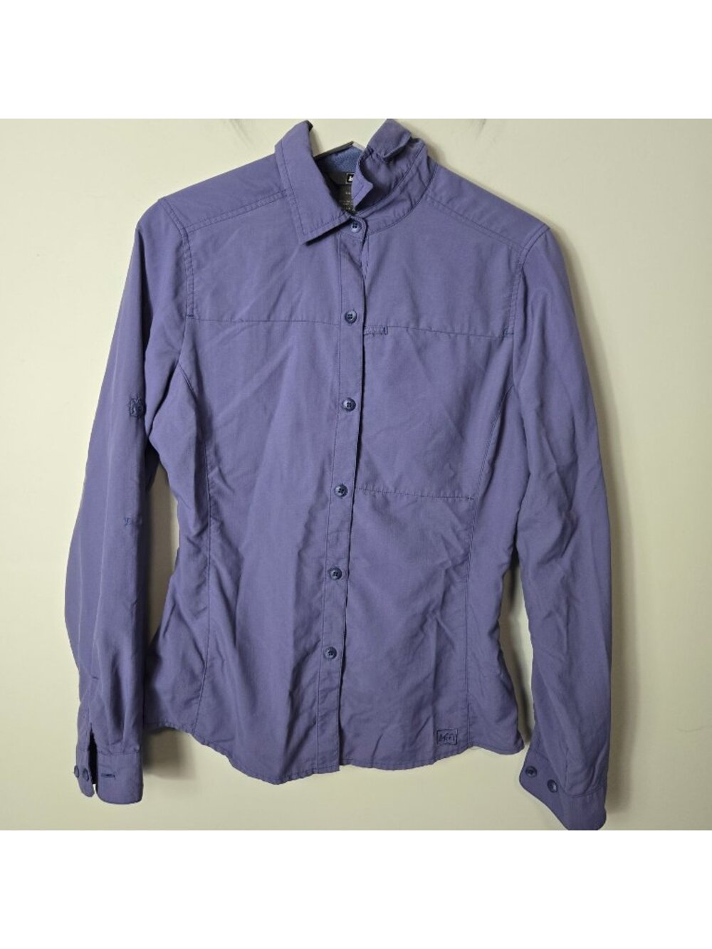 REI Women's Size S Sahara Long-Sleeve Button-Up Outdoor Hiking Shirt Purple UPF